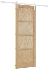 vidaXL Συρόμενη Πόρτα με Σετ Υλικών 78x211 εκ. Συμπαγές Ξύλο Πεύκου