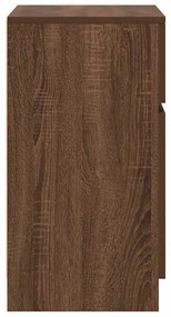 Κομοδίνα 2 τεμ. Καφέ Δρυς 39x35x65 εκ. Επεξεργασμένο Ξύλο - καφέ δρυς