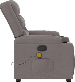 vidaXL Πολυθρόνα Μασάζ Ανακλινόμενη Taupe Υφασμάτινη