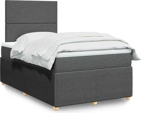 vidaXL Κρεβάτι Boxspring με Στρώμα Σκούρο Γκρι 120x190 εκ Υφασμάτινο