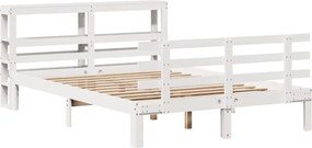 vidaXL Πλαίσιο Κρεβατιού Κεφαλάρι Λευκό 150x200εκ Μασίφ Πεύκο