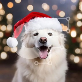 Intra Συλλεκτικό Ξύλινο Παζλ Plywood  4mm - Ευτυχισμένος σκύλος με καπέλο Άγιου Βασίλη Σε Ξύλινο Κουτί - Διαστάσεις: 10x10 cm – 25 κομμάτια