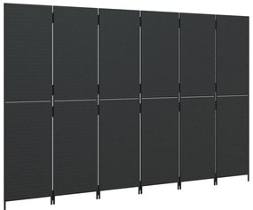 vidaXL Διαχωριστικό Δωματίου 6 Πάνελ Μαύρο από Συνθετικό Ρατάν
