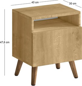 Κομοδίνο Sole Megapap χρώμα sapphire oak 40x30x47,6εκ.