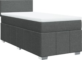 vidaXL Κρεβάτι Boxspring με Στρώμα Σκούρο Γκρι 90x190 εκ. Υφασμάτινο