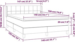 vidaXL Κρεβάτι Boxspring με Στρώμα Μαύρο 140x190 εκ. Βελούδινο