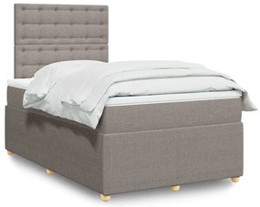 vidaXL Κρεβάτι Boxspring με Στρώμα Taupe 120x190 εκ. Υφασμάτινο
