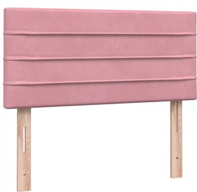 vidaXL Box Spring κρεβάτι με στρώμα ροζ 90x210 εκ. Βελούδινο