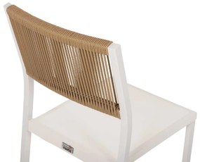 ΚΑΡΕΚΛΑ ΑΛΟΥΜΙΝΙΟΥ ΛΕΥΚΗ ΜΠΕΖ RATTAN &amp; TEXTLINE HM5921.02 46x55,5x83Yεκ.