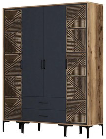 Ντουλάπα Τετράφυλλη Kumsal 845HCT5469 160x47,5x201,4cm Walnut-Anthracite Τετράφυλλη