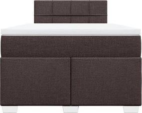 vidaXL Κρεβάτι Boxspring με Στρώμα Σκούρο Καφέ 120x200 εκ. Υφασμάτινο