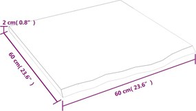 vidaXL Ράφι Τοίχου Ανοιχτό Καφέ 60x60x2 εκ. Επεξεργ. Μασίφ Ξύλο Δρυός