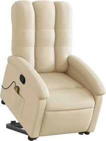 vidaXL Πολυθρόνα Μασάζ Ανακλινόμενη με Ανύψωση Κρεμ Υφασμάτινη