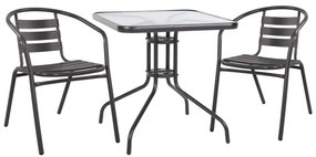 ΣΕΤ 3ΤΜΧ ΜΕ ΤΡΑΠΕΖΙ FIGO 70Χ70Χ72Υ &amp; ΠΟΛΥΘΡΟΝΕΣ LAURA ΓΚΡΙ ΧΡΩΜΑ HM10469