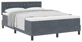vidaXL Κρεβάτι Box Spring με Στρώμα Σκούρο Γκρι 140x190 εκ. Βελούδο