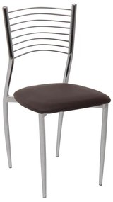 VIVIAN Καρέκλα Μέταλλο Χρώμιο, PVC Σκούρο Καφέ  40x44x83cm ΕΜ935,3