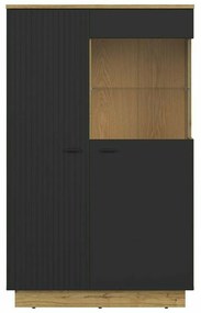 Βιτρίνα Boston 485, Δρυς, Μαύρο, Με πόρτες, 147x91x42cm, 58 kg | Epipla1.gr