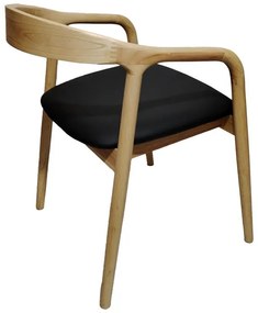 Καρέκλα - Πολυθρόνα Hogie rubberwood σε φυσικό με μαύρο pu μαξιλάρι 61x60x76εκ 2αδα 61x60x76 εκ.