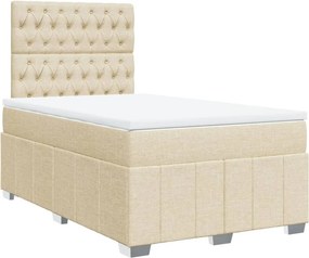 vidaXL Κρεβάτι Boxspring με Στρώμα Κρεμ 120x190 εκ. Υφασμάτινο