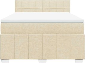 vidaXL Κρεβάτι Boxspring με Στρώμα Κρεμ 140x190 εκ. Υφασμάτινο