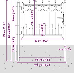 vidaXL Πύλη Φράχτη HORST 100 x 75 cm Μέταλλο Μαύρο Κλειδώσιμο