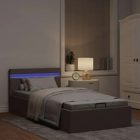 vidaXL Πλαίσιο Κρεβατιού με Αποθ. Χώρο/LED Taupe 90x200 εκ. Ύφασμα