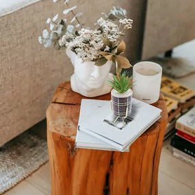 Τεχνητό Φυτό σε Κεραμικό Γλαστράκι με Μεταλλική Βάση 8x25cm - Γκρι