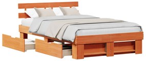vidaXL Κρεβάτι με Συρτάρια - Καφέ 135 x 190 εκ. Πέτρα Πεύκο