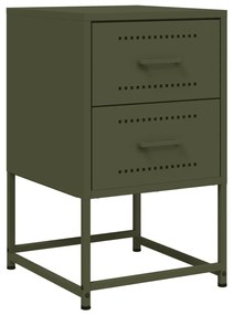vidaXL Κομοδίνα 2 τεμ. Πράσινο Λαδί 36x39x60,5 εκ. από Χάλυβα