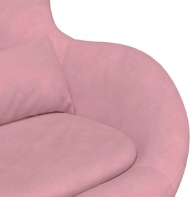 vidaXL Αυγό Καρέκλα με Σκαμνί Ροζ Βελούδο
