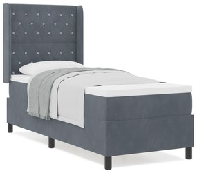 vidaXL Κρεβάτι Box Spring με Στρώμα  Στενό Γκρι 80x200 εκ. Βελούδο