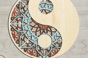 Σετ των 2 Intra απο ξύλο plywood Χρώμα wenge 3mm-4mm πάχος - Αρχεία Cricut & MANDALA YIN YANG Δίασταση 12x12 cm INTRAFABR-65275401