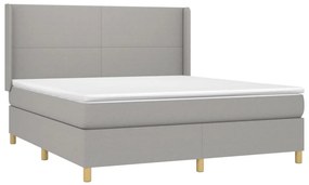 vidaXL Κρεβάτι Boxspring με Στρώμα &amp; LED Αν.Γκρι 180x200εκ. Υφασμάτινο