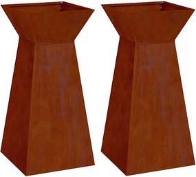 vidaXL Γλάστρα Πυλώνας 2 τμχ. Σκ rusty 35 x 35 x 73 εκ.