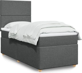 vidaXL Κρεβάτι Boxspring με Στρώμα Σκούρο Γκρι 100x200 εκ. Υφασμάτινο