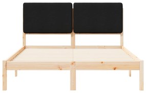 vidaXL Σκελετός Κρεβατιού με Επενδεδυμένο Κεφαλάρι Μαύρο 150 x 200 cm