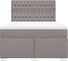 vidaXL Κρεβάτι Boxspring με Στρώμα Taupe 140x190 εκ. Υφασμάτινο
