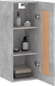 vidaXL Ντουλάπι Τοίχου Γκρι Σκυροδέματος 34,5x34x90 εκ. Επεξεργ. Ξύλο