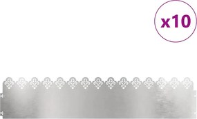 vidaXL Περιγράμματα γκαζόν 10 pcs Ασημί 103 x 0,05 x 22 εκ