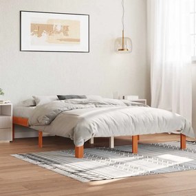 vidaXL Bed Frame Κερί Παλαίωσης 140 x 190 cm Solid pine wood, plywood