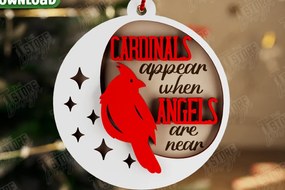 Σετ των 3 Intra απο ξύλο plywood 3mm-4mm πάχος Χριστουγεννιάτικο στολίδι Cardinal Memorial|CNC Δίασταση 8x8 cm INTRAFABR-107885905