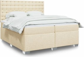 vidaXL Κρεβάτι Boxspring με Στρώμα Κρεμ 200x200 εκ. Υφασμάτινο