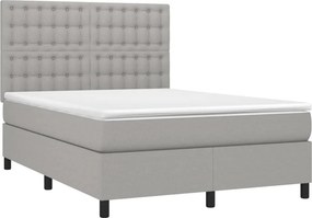 vidaXL Κρεβάτι Boxspring με Στρώμα Ανοιχτό Γκρι 140x200 εκ. Υφασμάτινο
