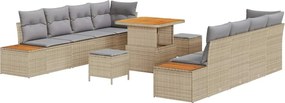 vidaXL Σετ Καναπέ Κήπου με μαξιλάρι 11 pcs Μπεζ Πολυ ράταν