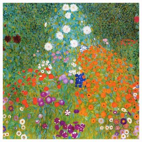 Εκτύπωση έργου τέχνης Cottage Garden (Flowers) - Gustav Klimt, (40 x 40 cm)