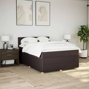 vidaXL Κρεβάτι Boxspring με Στρώμα Σκούρο Καφέ 140x200 εκ Υφασμάτινο