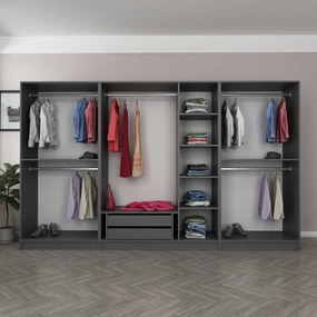 Επταφυλλη Ντουλαπα Ανθρακι KALEO PLUS 52x270x210