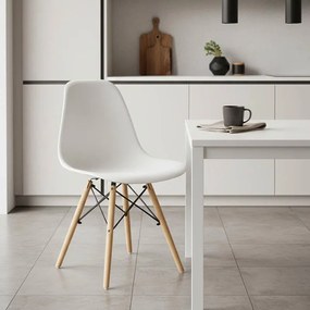 Καρέκλα Julita PP λευκό-φυσικό πόδι 46x50x82εκ 46x50x82 εκ.