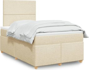 vidaXL Κρεβάτι Boxspring με Στρώμα Κρεμ 120x200 εκ. Υφασμάτινο