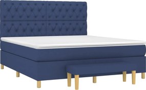 vidaXL Κρεβάτι Boxspring με Στρώμα Μπλε 160x200 εκ. Υφασμάτινο